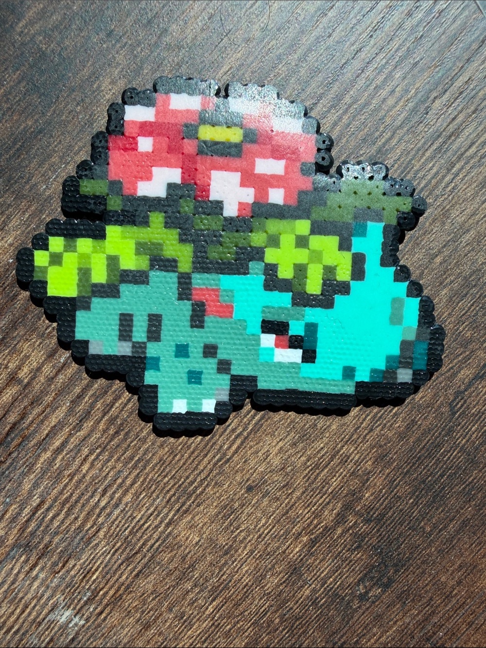 Retro Pixel Venusaur Magnet - Teal & Green